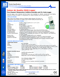 Thumbnail of document Data Sheet - IAQ Data Logger